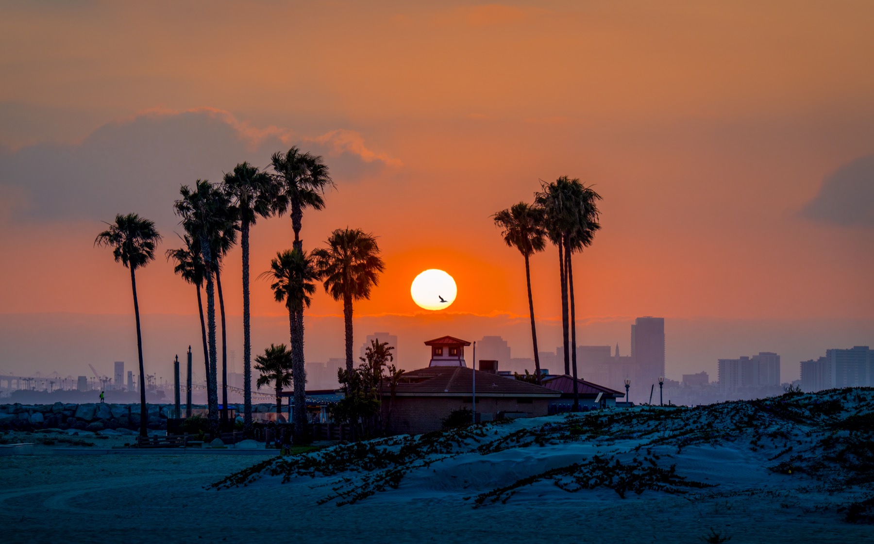 Beach-close Seal Beach home value and sunset
